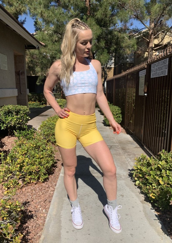 Women's Yellow Alopecia A™ Yoga Shorts