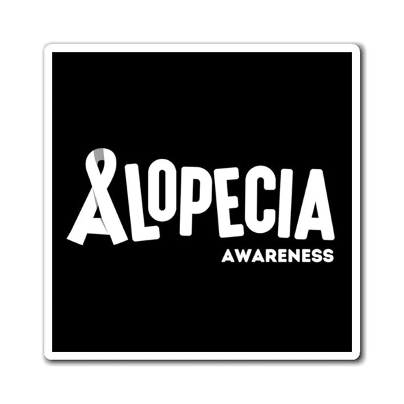 Black "Alopecia Awareness" Magnet