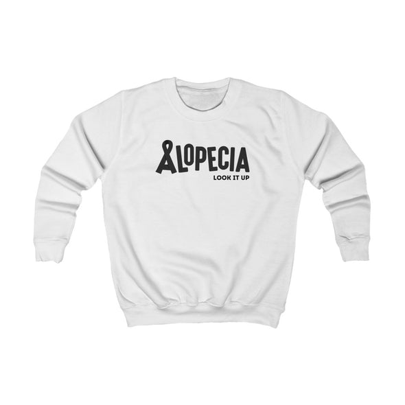 White "Alopecia Look It Up" Youth Crew Neck