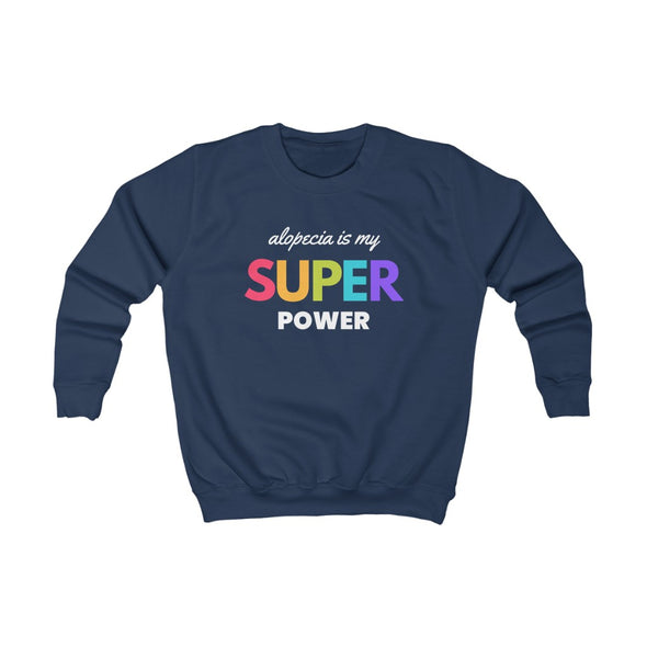 Navy Blue "Alopecia Is My Super Power" Youth Crew Neck