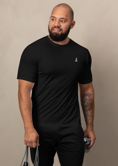 Black Embroidered Champion Muscle T-Shirt