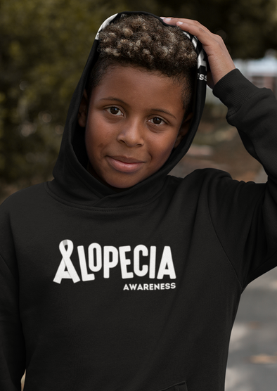 Black "Alopecia Awareness" Youth Hoodie