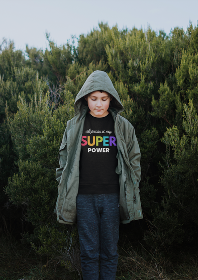 Black "Alopecia Is My Super Power" Youth Crew Neck