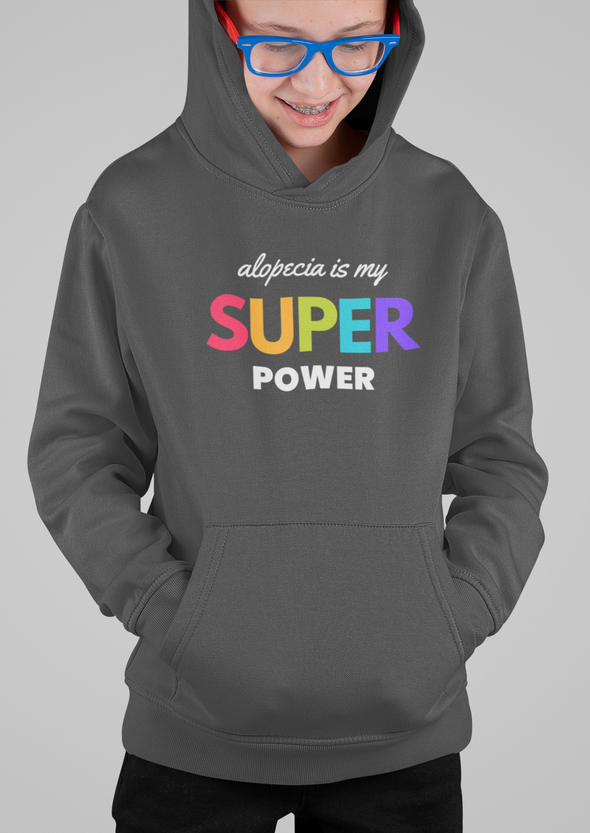 Dark Gray "Alopecia Is My Super Power" Youth Hoodie
