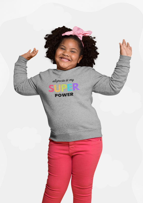 Gray "Alopecia Is My Super Power" Youth Crew Neck