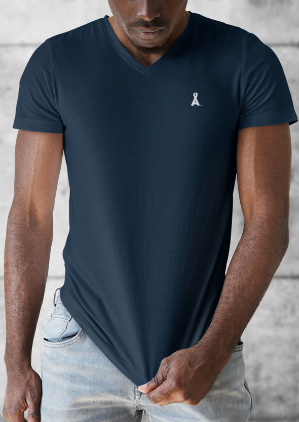 Men's Navy Blue Alopecia A™ V-Neck T-Shirt