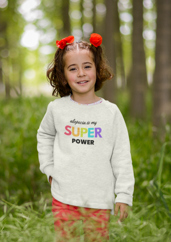 White "Alopecia Is My Super Power" Youth Crew Neck