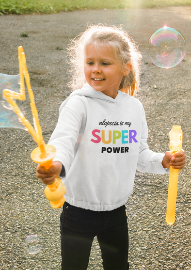 White "Alopecia Is My Super Power" Youth Hoodie