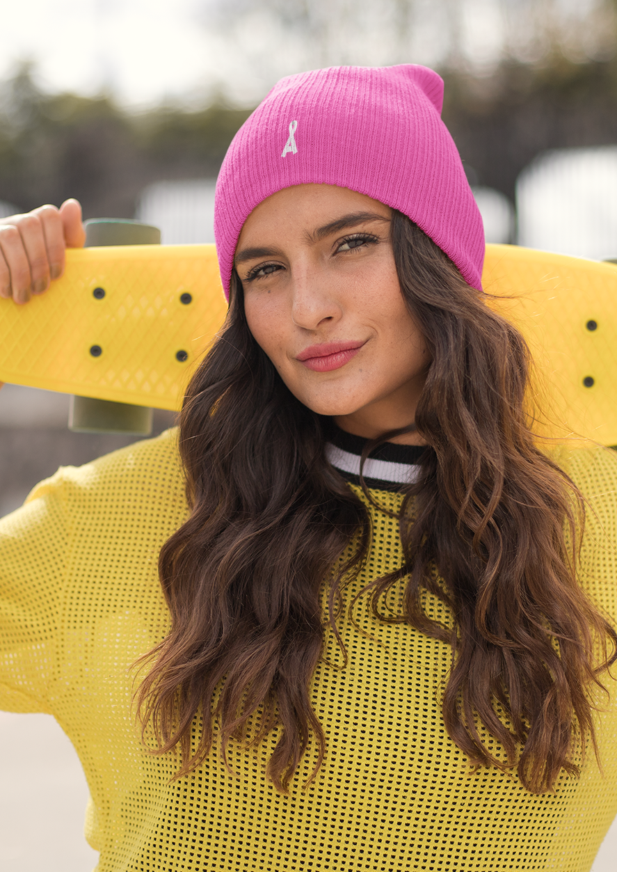 Womens pink beanie hat deals