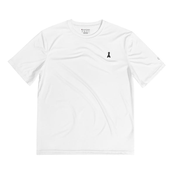 White Embroidered Champion Muscle T-Shirt